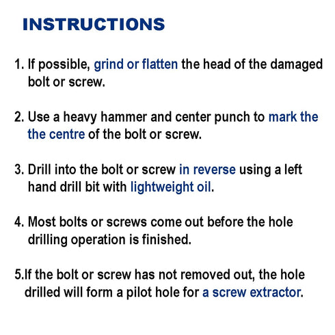 19/64-Inch Cobalt Steel M35 Left Hand Drill Bit, Pack of 3 for Removing Damaged Bolts and Screws