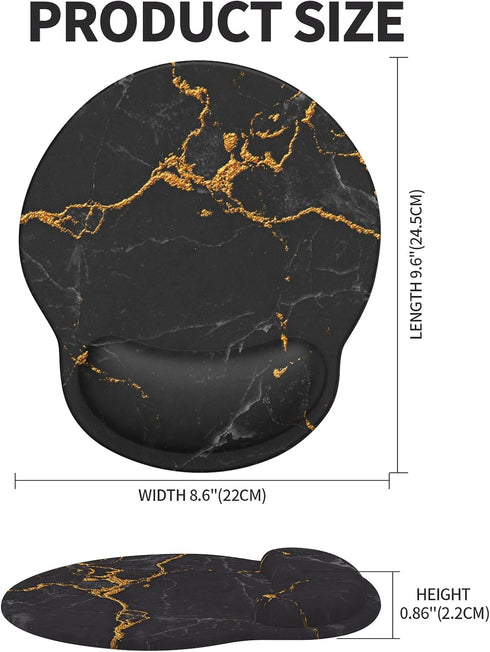 Mouse Pad Wrist Support - Ergonomic Gel Mouse Pad with Wrist Rest, Comfortable for Laptop, Black Marble