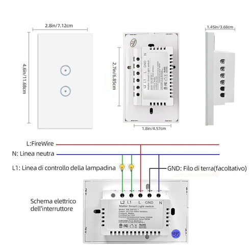 2 120V 1 Jinvoo WiFi Wall Light Touch Panel Switch, Way, Remote Control by Smart Phone,No Hub Required, Compatible