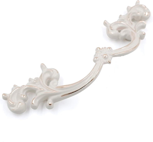 JETLAND 6-Pack, 3" PW1619W76 French Provincial Drawer Pulls - Ivory White, Hole Centers, Vintage Shabby Chic Pulls