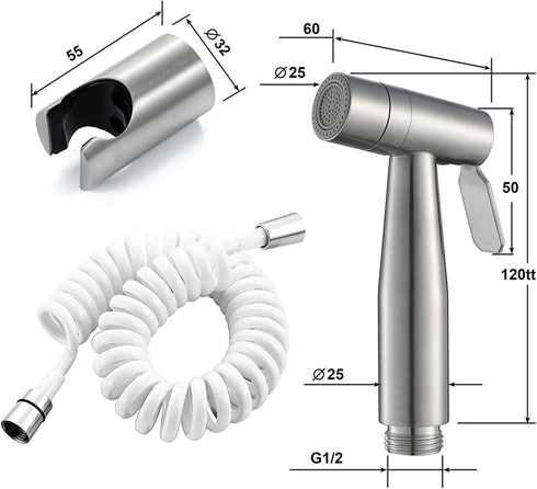 IJPDXOLBQ Set 2 HandheldSprayer, Premium Stainless Steel Cloth Diaper Sprayer FunctionSprayer for Toilet