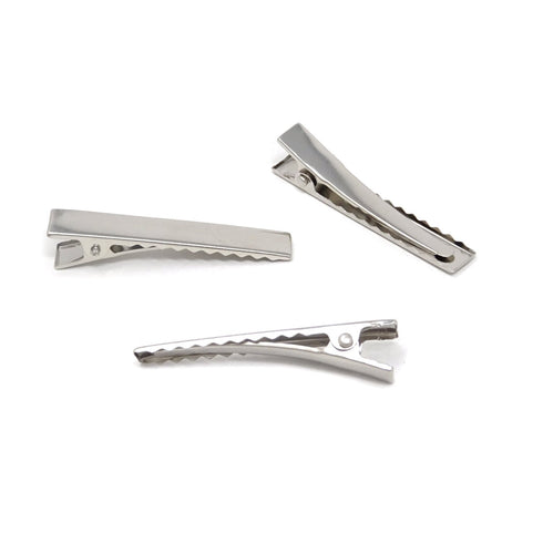 Honbay 50PCS Silver Tone Single Prong Metal Alligator Hair Clips for Arts & Crafts, Office Paper Organization