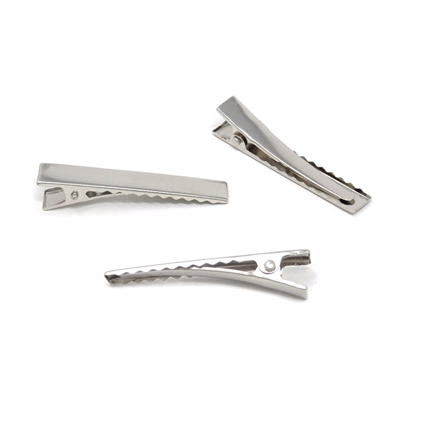 Honbay 50PCS Silver Tone Single Prong Metal Alligator Hair Clips for Arts & Crafts, Office Paper Organization