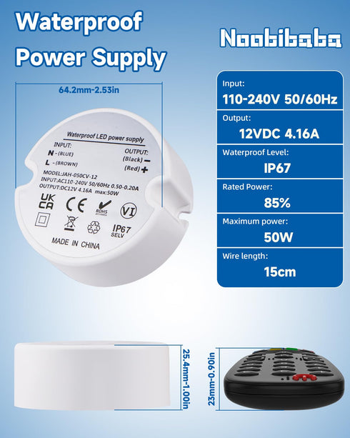 12V 50W, 240V 12V IP67, 50W 4.16A G4 MR16 LED Driver to Transformer DC Power Supply Waterproof for Strip Lights Outdoor