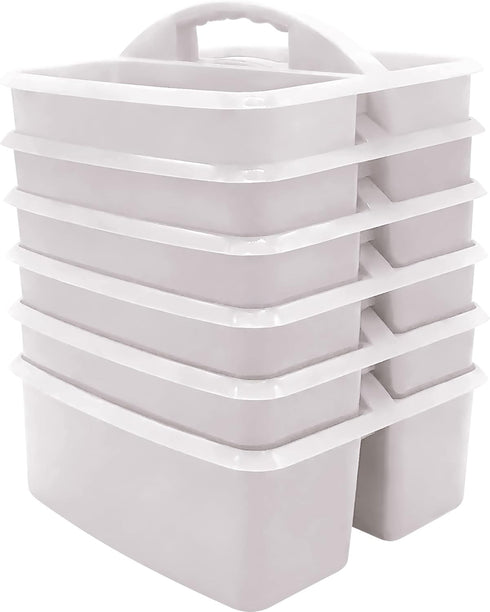 Teacher Created Resources White Portable Plastic Storage Caddy 6-Pack for Classroom and Office Organization