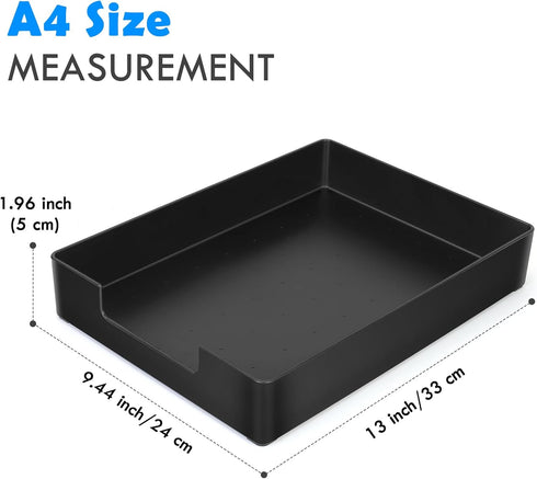 Letter-Size Tray, 2PCS Plastic Stackable A4 Paper Tray, Multi-use Large Storage Basket for Office Home Supplies, 13 x