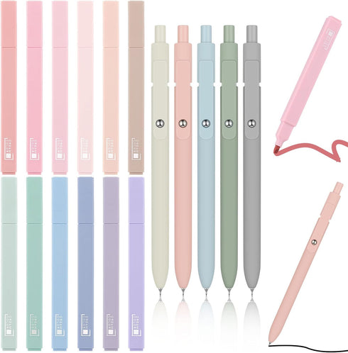 Kisston 17 Pcs Bible Highlighters and Pens, No Bleed Through Aesthetic Stationary Set with 12 Pastel Highlighter Markers