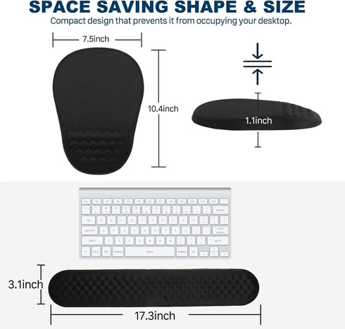 Hasinart Ergonomic Mouse Pad and Keyboard Wrist Rest with Massage Design, Space-Saving Mouse Pad Wrist Support, Memory