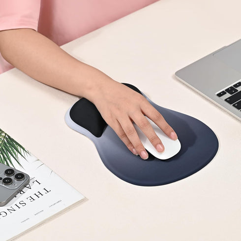 EooCoo Ergonomic Mouse Pad with Gel Wrist Rest Support Middle Concave Design, Relieve Wrist Pain Mousepad, Non-Slip