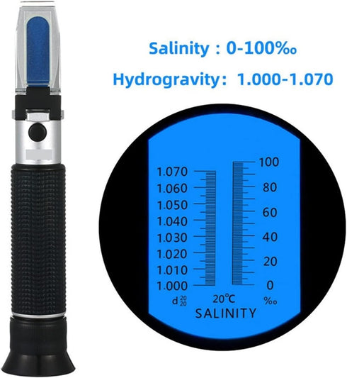VGVGV 0-100% 1.000-1.070SG Brix Refractometer, Handheld Salinity Aquarium Refractometer Salinity Seawater Salinometer