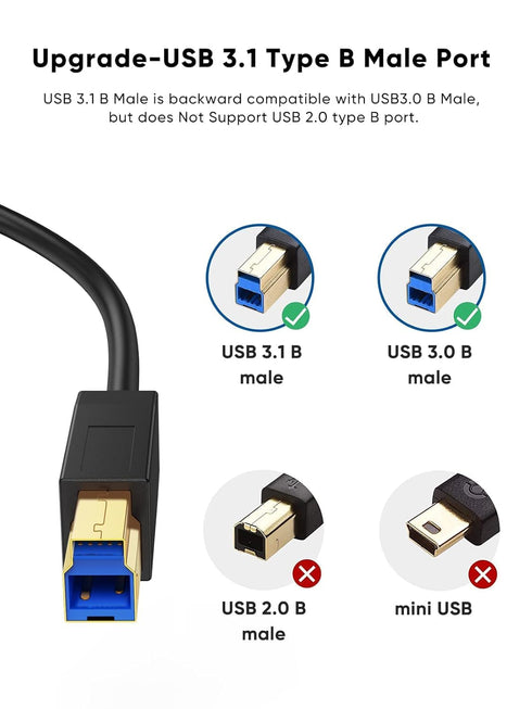 3.1 10FT, 5Gbps 3 Black,3M CableCreation USB C to USB B Cable USB Type B to USB C Cable for Thunderbolt Host MacBook