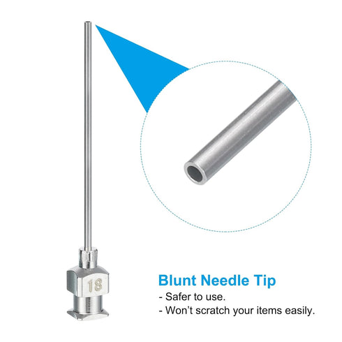PATIKIL 8Pcs 10/12/14/16/18/20/22/24Ga x 1.5 Inch Stainless Steel Dispensing Needle Tips for Thick Glue Ink Lab