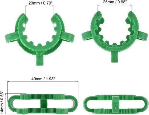 uxcell Lab Joint Clip: Plastic Clamp Mounting Clips for 24/25 or 24/40 Glass Taper Joints, Green, 10Pcs.