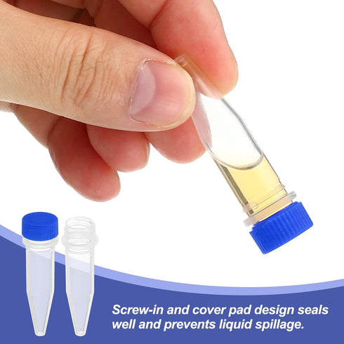 PATIKIL 1.5ml Plastic Cryogenic Vials, 25 Pcs Screw Top Frozen Test Tubes for Lab Science, Blue Cap