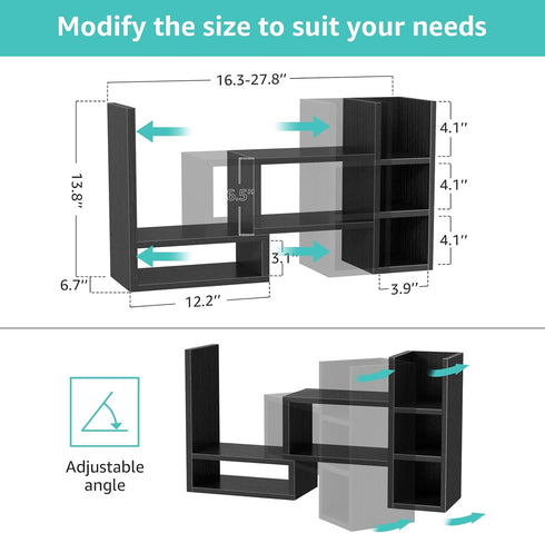 NUTIKAS Desk Shelves Desktop Organizer Shlef - Black Office Organization for Top of Desk Organizers and Accessories