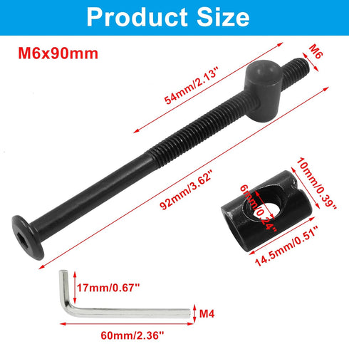 Biaungdo M6 90mm 12 x Hex Drive Socket Furniture Barrel Screws Bolt Nuts Furniture Crib Baby Bed Bolt