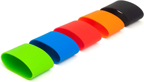 GRIFITI Band Joes Grip Rubber Bands, 4 x 2 Inch Flat, 5 Pack, Assorted Colorful Silicone for Tumblers, Water Bottles