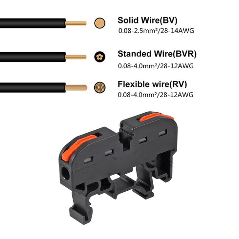 30PCS 3pcs 3pcs 30pcs 28-12AWG DIN Rail Terminal Blocks Kit, Universal Compact Wire Wiring Connector with Marker Strip