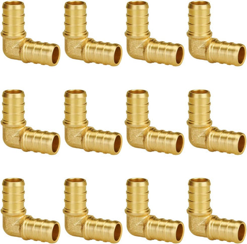 SUNGATOR 1/2 Inch 90 Degree Elbow PEX Fittings, No Lead Brass Crimp for Plumbing Jobs (12-Pack)