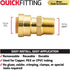 QuickFitting 1/2 x 1/2 inch MNPT Male Adapter, Brass Push to Connect Plumbing Fitting, 5-Pack