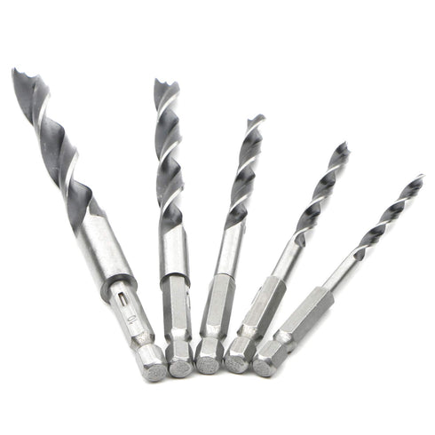 JIUWU Hex Handle Three Point Wood Drill Bit Set, High-Carbon Steel Brad-Point Tip for Woodworking, 2 Sets