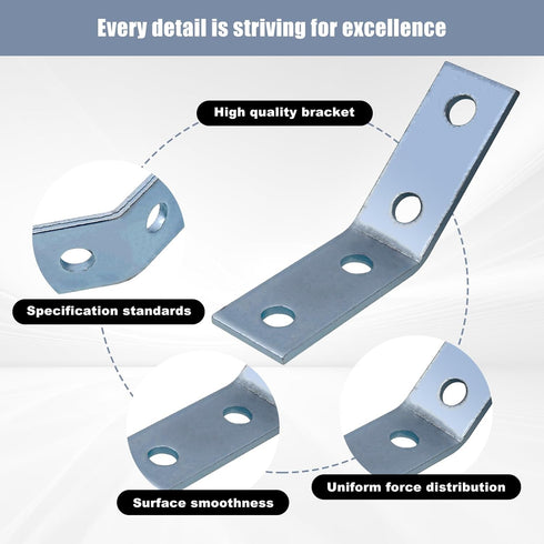 CNQLIS Strut Channel Angle Bracket Fitting 1-5/8" with 4 Holes, 45 Degree Corner Brace, Steel Electrogalvanized (10Pcs)