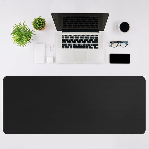 Black Gaming Mouse Pad - Large 31.5 x 11.8 in Computer Pad with Anti-Slip Rubber Base and Stitched Edges