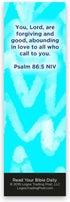 God Loves You, Psalm 86:5, Bulk Pack of 25 Christian Bookmarks for Kids, Sunday School Prizes