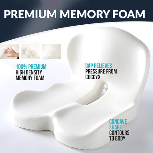 LITALARM Orthopedic Cushion,Back and Seat Cushion for Back Pressure Relief, Ergonomic Non Slip Memory Foam Seat Skin