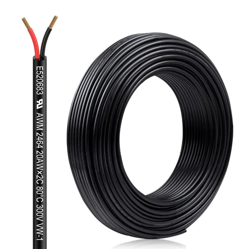 20 Gauge 2 Conductor Electrical Wire, 20AWG Low Voltage Landscape Wire, 32.8FT/10M UL 2464 Automotive Wire