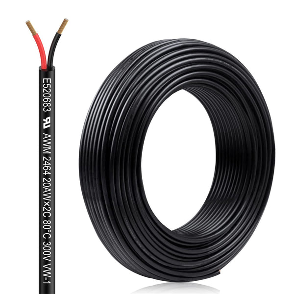 20 Gauge 2 Conductor Electrical Wire, 20AWG Low Voltage Landscape Wire, 32.8FT/10M UL 2464 Automotive Wire