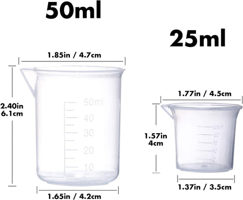 Plastic Beaker Set, 5 Sizes Low Form Graduated Polypropylene Beakers for Laboratory & Science