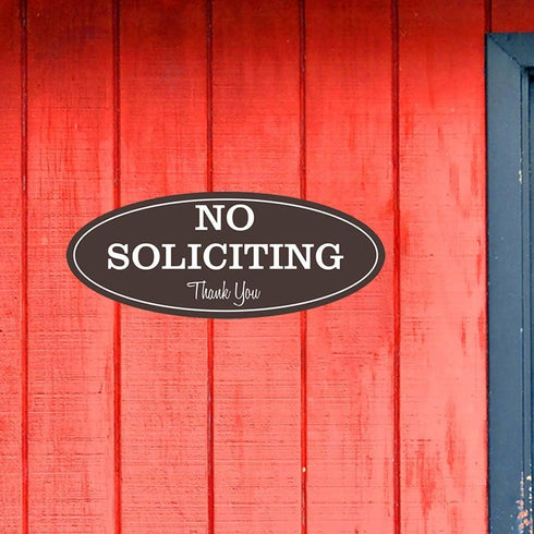 Oval No Soliciting Sign, Dark Brown, Small