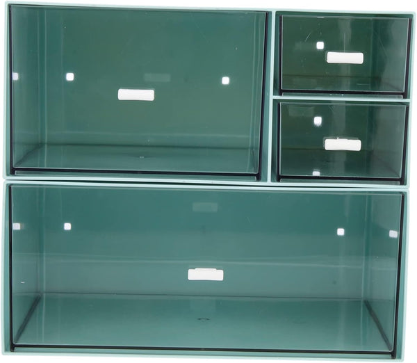 OSALADI Stackable Drawer-Type Storage Box Set Acrylic Makeup Organizer for Desk 2-Piece