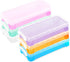 Rocutus 6 Pack Large Capacity Pencil Box - Stackable Plastic Storage Organizer Box for Office Supplies, Clear