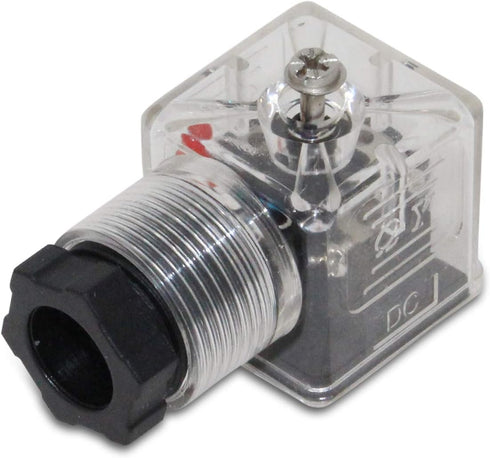 DIN 43650 Type A 3 Prong Solenoid Connector Plug with LED Light, Compatible with 12V & 24V