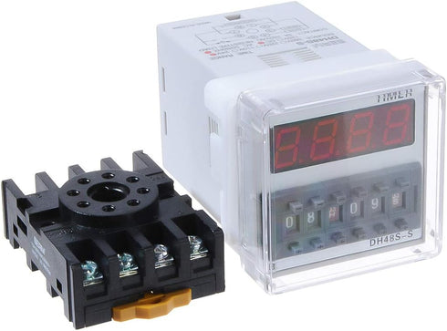 YXQ DH48S-S 0.1S-99H Adjustable Time Delay Timer Relay + PF083A Relay Base, 24VDC