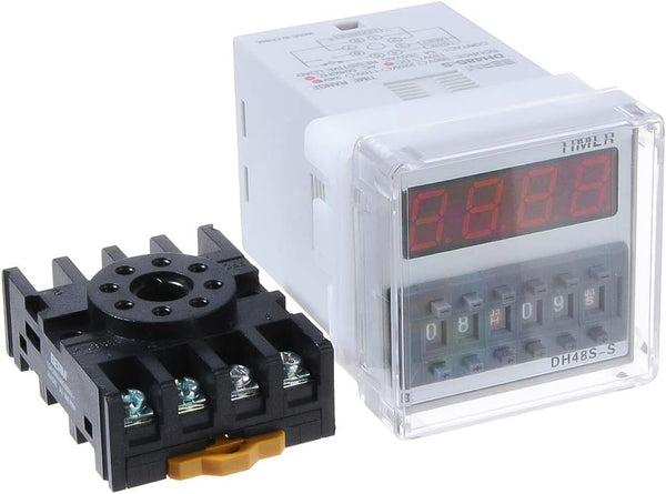 YXQ DH48S-S 0.1S-99H Adjustable Time Delay Timer Relay + PF083A Relay Base, 24VDC