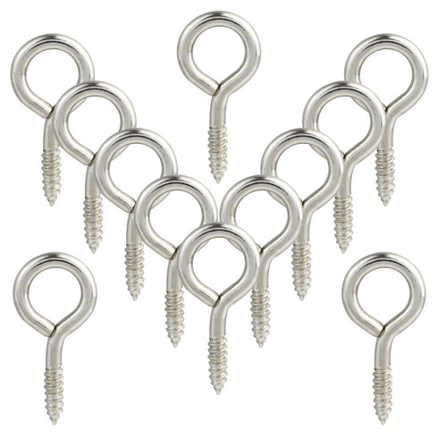 100pcs Small Screw Eye Shape Hanging Screw Hooks, 1" Lag Thread Self-Tapping Eyebolt Ring