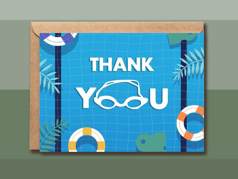 NHBDesigns Swimming Thank You Card For Swim Coach - Swim Coach Gift - Sport Card - For Your Child's Swim Instructor