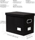 PRANDOM File Organizer Box - Set of 2 Collapsible Decorative Linen Filing Storage with Lids (Black)