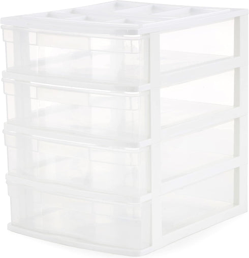 Gracious Living 4 Drawer Desktop & Countertop Organizer with Lid for Craft Storage, Office Supplies, School Supplies,