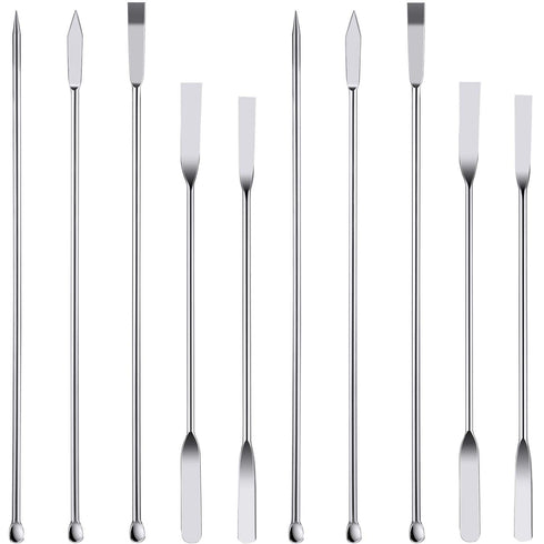 10 Pieces Stainless Steel Lab Spatula Micro Sampling Scoop - Double Ended Mixing Spoon