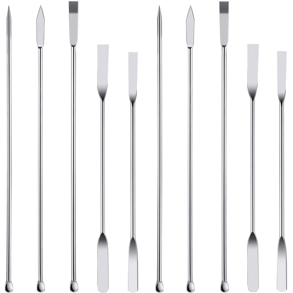 10 Pieces Stainless Steel Lab Spatula Micro Sampling Scoop - Double Ended Mixing Spoon