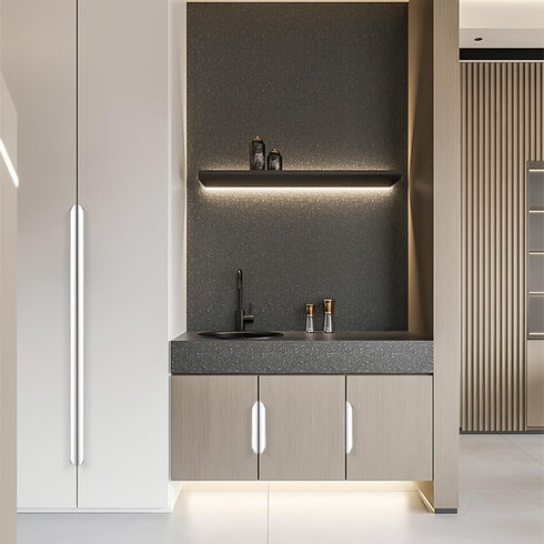 CHENCHEN96 2 Pack 500mm) Brushed Silver Bedside Table Handles Invisible Kitchen Cabinets Handles Aluminum Alloy