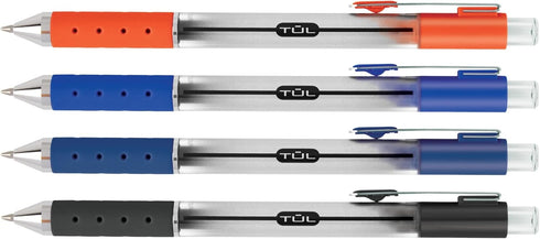 TUL Retractable Gel Pens, Bullet Point, 0.7 mm, Gray Barrel, Assorted Ink Colors, Pack of 8