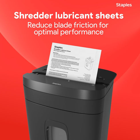 STAPLES Pack 24 Shredder Lubricant Lubricating Sheets, Reduces Friction & Noise, Keeps Blades Sharp