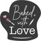 easykart 300 Baked with Love Stickers in Sheets - Dark Grey Color, 2" x 2" Die Cut Design, Recommended for Bakeries
