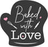 easykart 300 Baked with Love Stickers in Sheets - Dark Grey Color, 2" x 2" Die Cut Design, Recommended for Bakeries