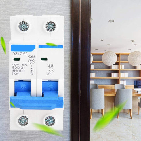 YWBL-WH Miniature Circuit Breaker DZ47-63 2P 400V AC Miniature Leakage Air Switch 63A